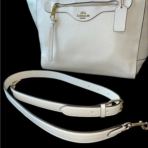 Authentic Coach C5690 “Kleo” Large Carryall Pebbled Leather Handbag in Chalk - Picture 4 of 12